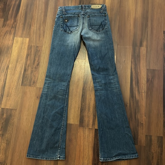Vintage Allen B. Allen Schwartz Faded Embellished Flare Bell Bottom Jean size 26 - Picture 3 of 11
